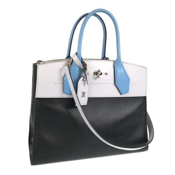 Louis Vuitton City Steamer MM 2 Way Shoulder Handbag Black Leather - Picture 1 of 15